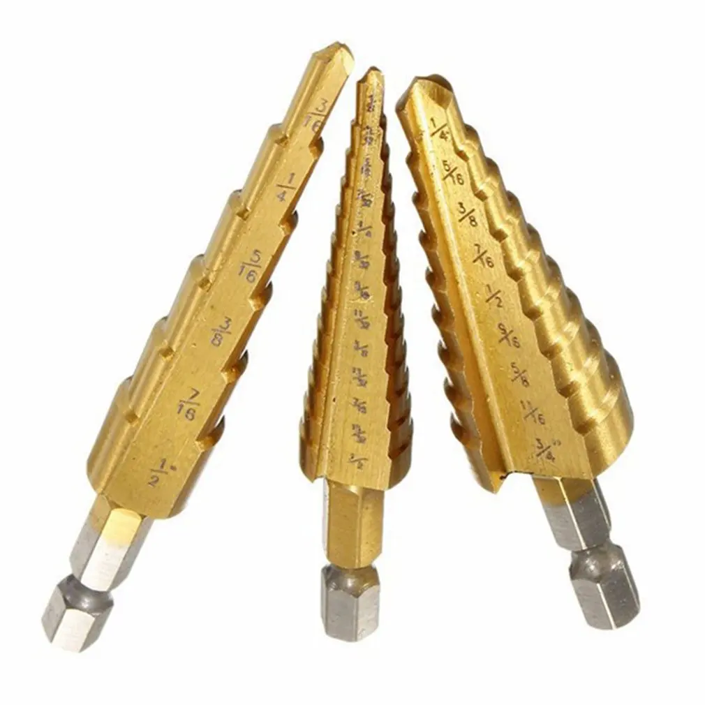 

Perfect Home&Garden Steel Step Cone Titanium Drill Bit Tool Hole Cutter Tools Triangle Handle Directly Groove Ladder Drill