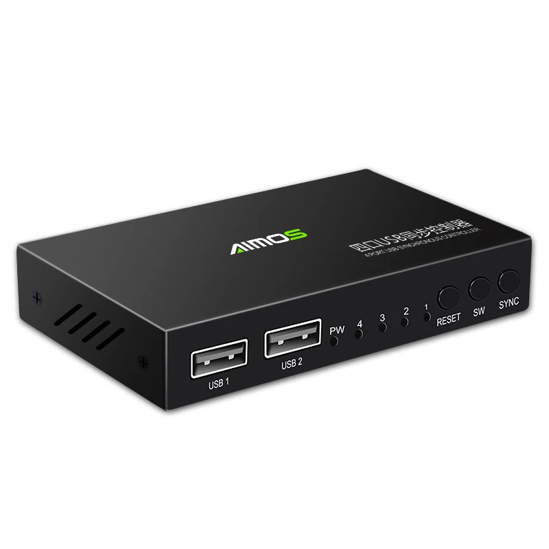 2 Ports USB-A To 4 Ports USB-B KM Switch Box USB 2.0 Keyboard Mouse Synchronizer Gaming Controller Monitor Computer