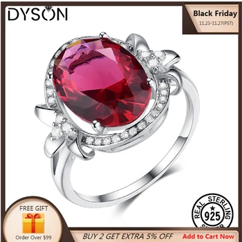

Dyson 925 Sterling Silver Rings Popular Created Nano Ruby Large Luxury Rings For Women Delicate Party Gifts Elegant Fine Jewelry