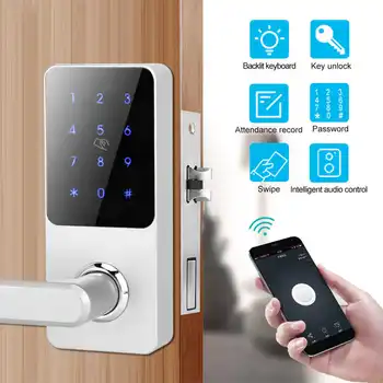 

cerradura inteligente Apartment Password Lock Smart Bluetooth App Remote Control Card Mechanical Key Unlocking electronic door