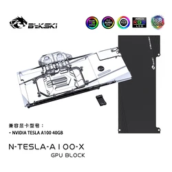 Bykski – bloc d'eau de refroidissement de GPU, pour NVIDIA TESLA A100, carte graphique de 40 go, en cuivre, radiateur de refroidissement, synchronisation rvb, N TESLA A100 X 