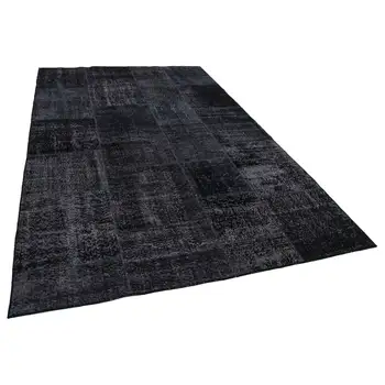 

193x300 Cm Black Handmade Patchwork Rug-6x10 Ft