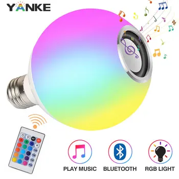 

Smart E27 RGB White Bluetooth Speaker LED Light Bulb Adjustable Music Light Wireless LED Light Remote Control Birthday Gift Home