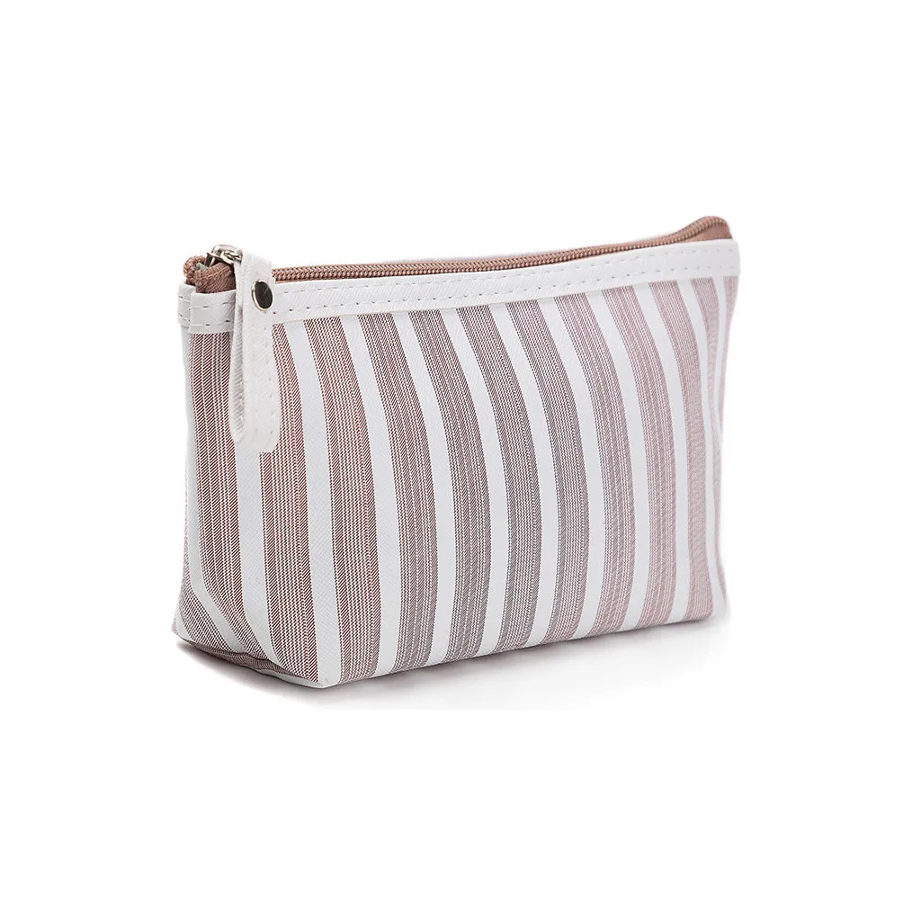 

Cosmetic Bag Creative Striped Travel Cosmetic Bag Portable Travel Storage Bag Wash Bag Maleta De Maquiagem Makeup Pouch