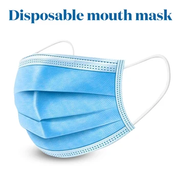 

Face Mouth Mask Disposable 3 Layers Filter Dustproof Earloop Meltblown Nonwoven Face Blue Mouth Masks 24 hours Shipping