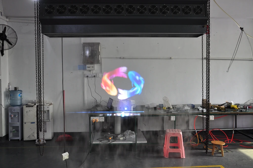 Упаковочный кофр висящий 3D противотуманный экран сценические Противотуманные фары пульт дистанционного управления/ручной контроль водяной туман занавес видео фото изображение логотипа Play