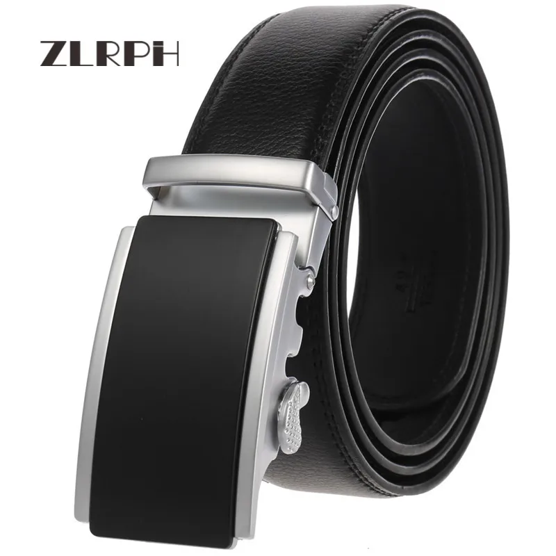 

ZLRPH Men's business pants belt Brand-Name genuine leather Stenciled logo buckle automatic buckle top layer cowhide belt pure