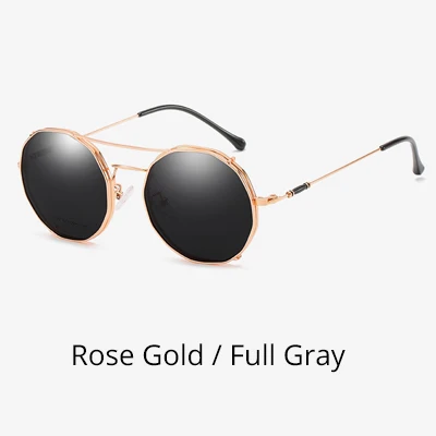 Rose Gold-Gray Ralferty, 2 в 1, модные солнцезащитные очки по рецепту, женские поляризованные солнцезащитные очки на застежке, оптические Металлические оттенки для женщин, таможня Z17122 - Цвет линз: Rose Gold-Gray