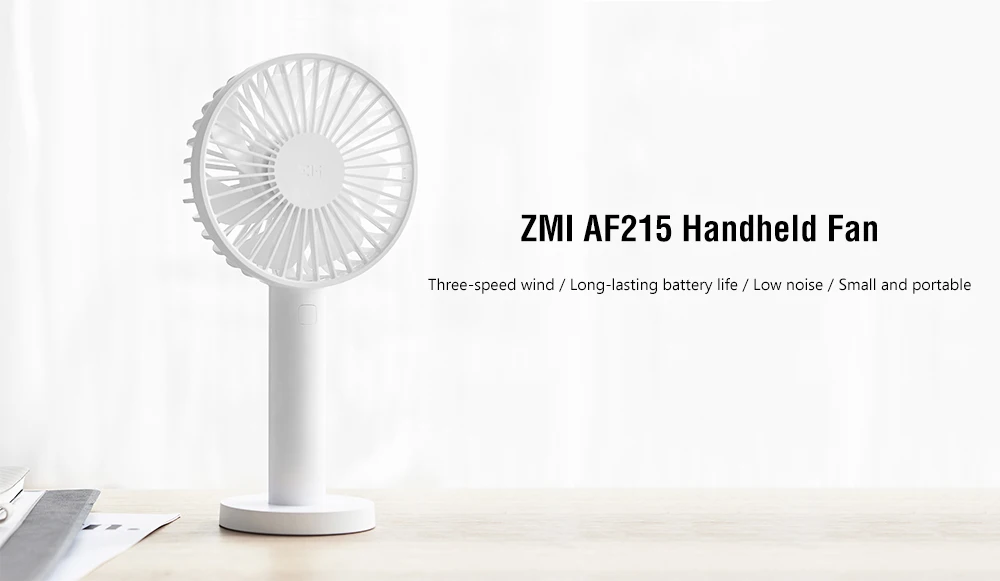 ZMI AF215 ручной вентилятор мини перезаряжаемый Низкошумный USB Перезаряжаемый Настольный вентилятор Охлаждающий Электрический вентилятор Портативный тихий