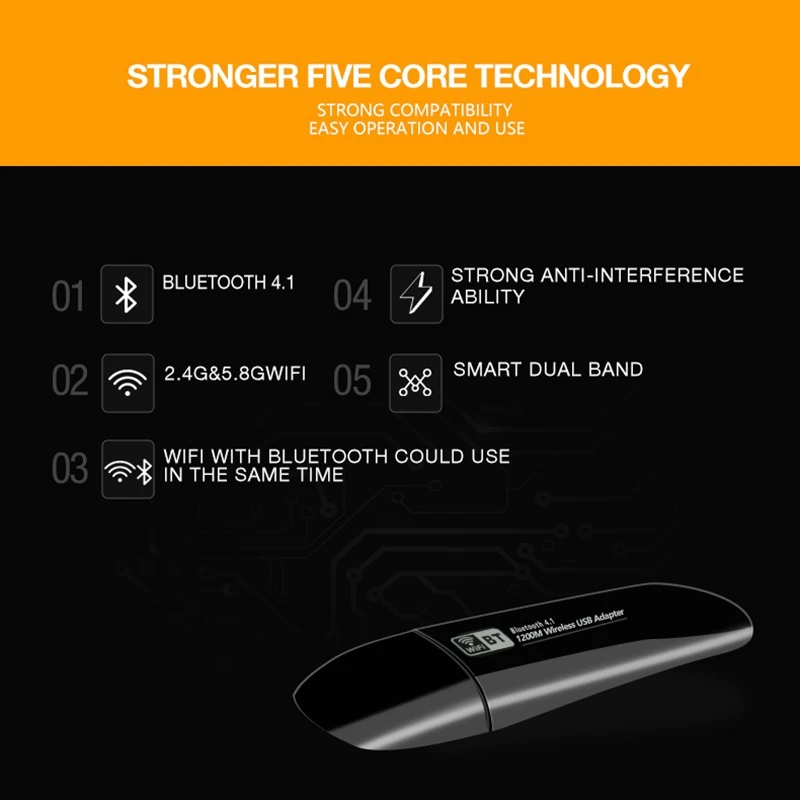 Мини двухдиапазонный 2,4G 5,8G USB Беспроводная сетевая карта Wifi Bluetooth адаптер AC 1200 Мбит/с приемник сетевой карты для настольного ноутбука