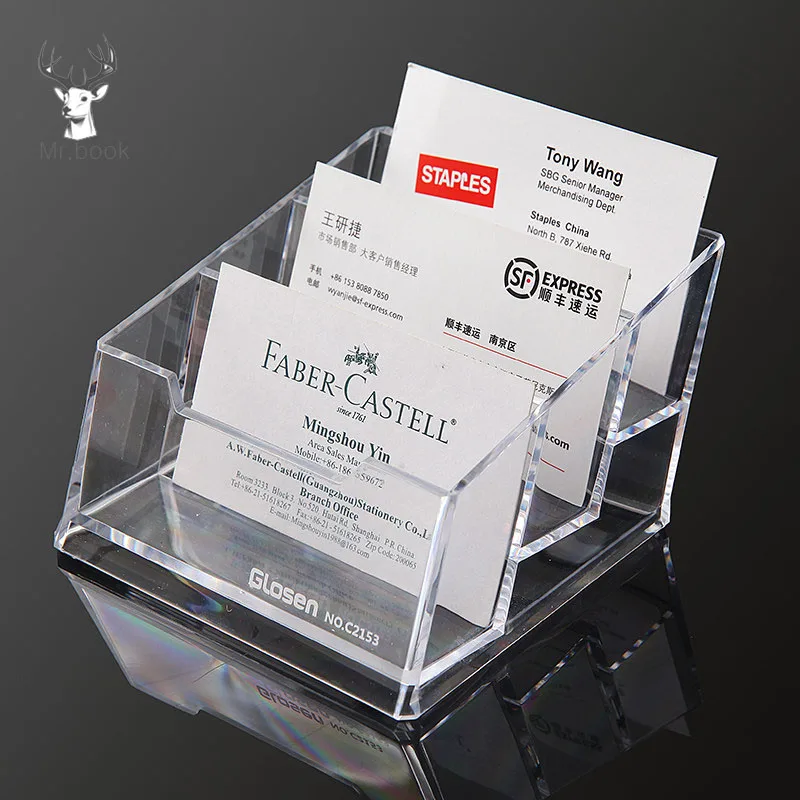 Clear Acrylic Business Name Card Holder Display Stand Rack Desktop
