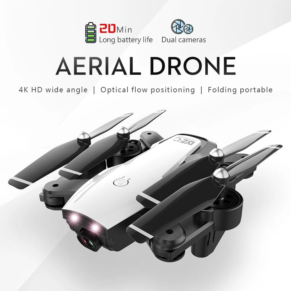 L107 Дрон 4K 2,4G wifi FPV с широкоугольной двойной HD камерой RC вертолет игрушка 20 минут долгое время полета складной портативный
