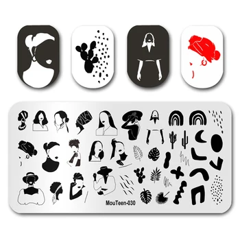 

Newest Nail Stamp MouTeen030 Lady Face Plants Nail Stamping Plates Manicure Set For Nail Art Stamping
