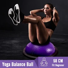 58 см йога баланс мяч тренажерный зал тренировки мяч пилатес Половина Йога мяч упражнения тренировки Fitball с струнами и насосом