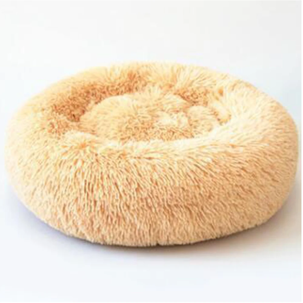Кровать для питомца собаки кошки Успокаивающая круглая Милая зимняя теплая мягкая плюшевая кровать для сна новая