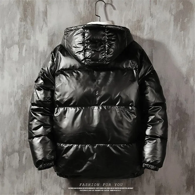 Hot Product Winter Jacket Men's Warm Fashion Parka Men Casual Shiny Hooded Coat Mens Wild Loose Plus Cotton Thick Jacket Male Clothes M-5XL