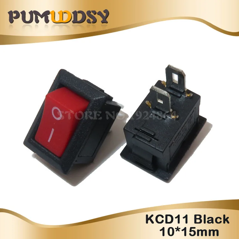 10 шт. кнопочный переключатель 10x15 мм SPST 2Pin 3pin 3A 250V KCD11 оснастка вкл/Выкл Лодка кулисный переключатель 10 мм* 15 мм черный красный и белый - Цвет: Red