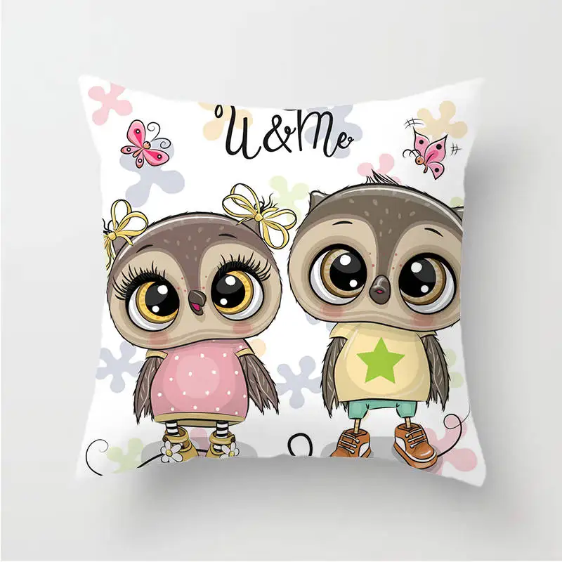 Owl Decoration Cushion Cover Polyester Throw Pillow Case Cover Decoration Pillowcases Decorative Pillows Cover TP136 - Цвет: TP13614