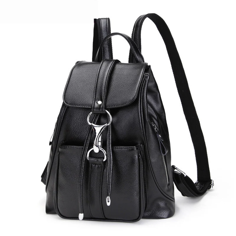 

Backpack Women's Soft Leather Korean-style New Style-Versatile-Style Leather Bag Casual Leather Shoulder Backpack Women's