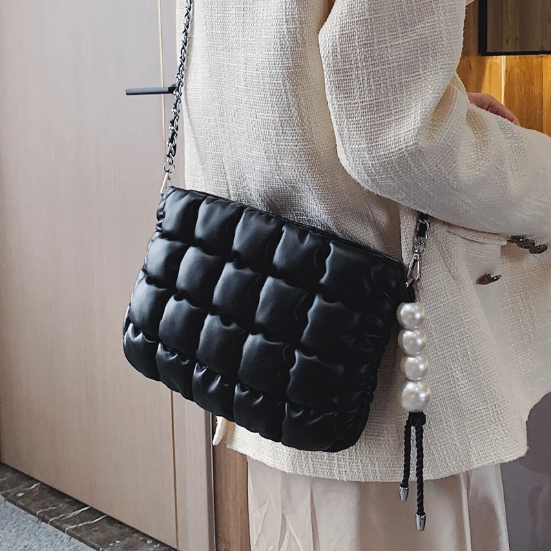 Skup Prosta i miękka moda Pu skóra perła kobiet torba na ramię torebka Crossbody torby torebki kobiet dużego ciężaru torba kopertówka