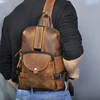 Crazy Horse Leather Men Casual Fashion Travel Triangle Chest Sling Bag Design 10