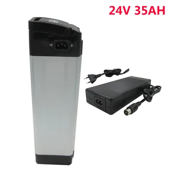 

500W 7S 24v 35ah Lithium battery pack 24V Silver fish Electric bike battery 3500mah cell 30A BMS with 3A Charger Top discharge