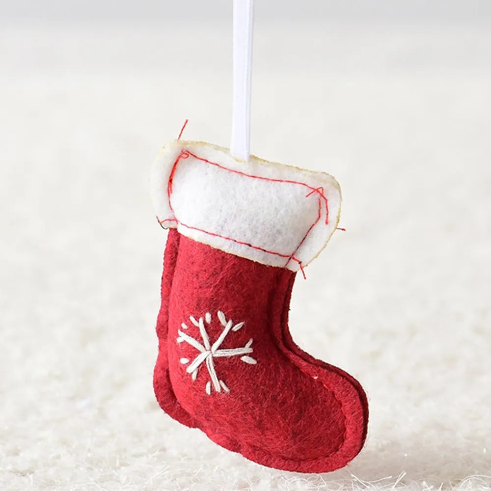 Рождественские тканевые кукольные подвески в форме сердца, рождественские носки в форме шерстяного войлока, подвесные украшения, аксессуары для украшения рождественской елки - Цвет: 4