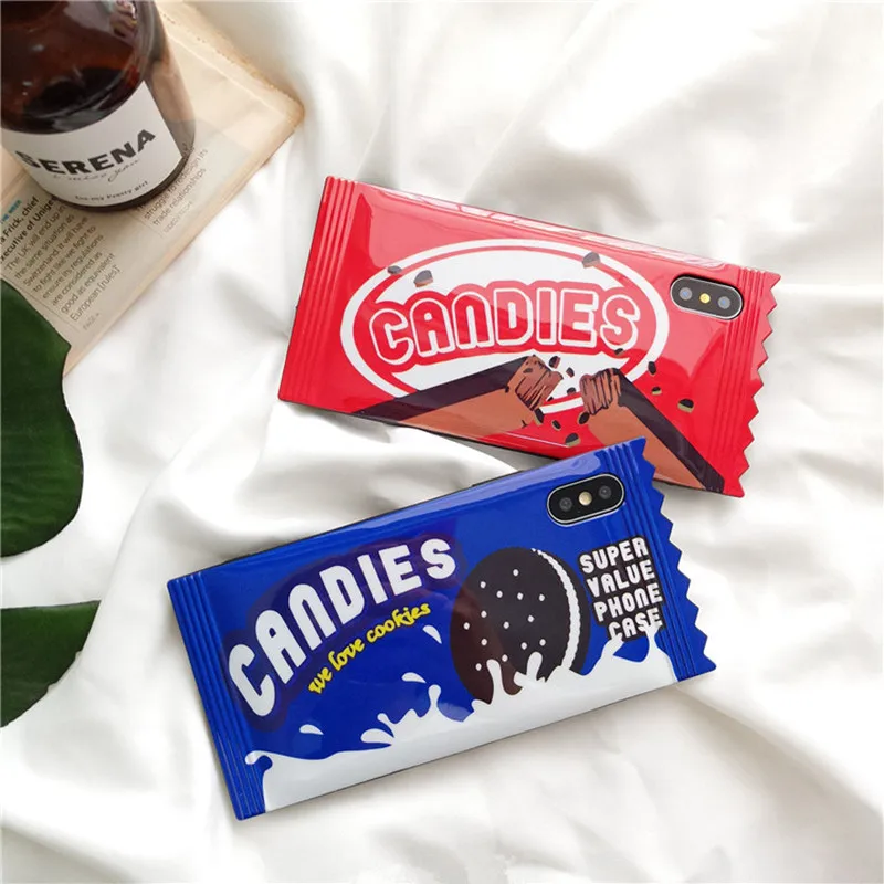 Funny Cartoon Candy Food Phone Case For iphone 11 11pro Max XR X XS 7 8 plus Chocolate Cookies Shape soft Cases |