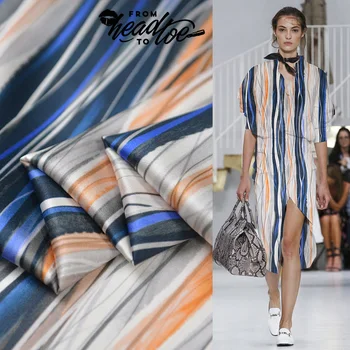 

100cm*135cm heavy 20 momme lycra elastic silk charmeuse fabric soft gown tissu stripe geometric