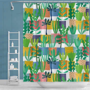 

Fashion Nordic Pattern Leaf Printed Shower Curtain Bathroom Waterproof Polyester Bohemian Bath Screens for Home Bathroom Decor