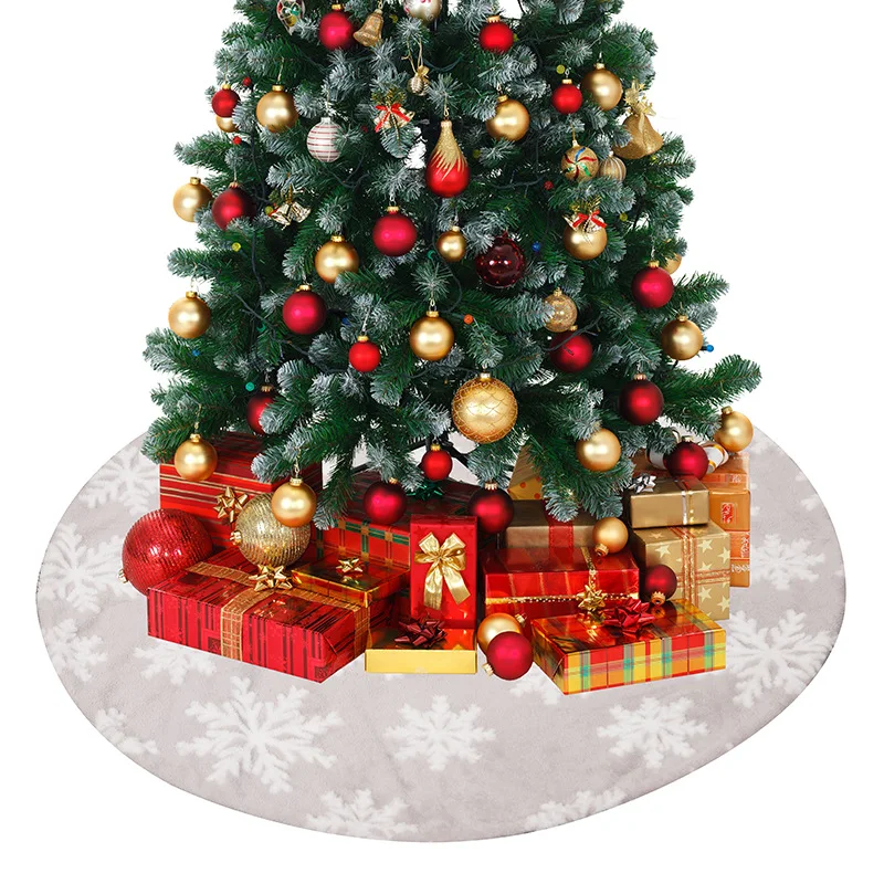 

New Christmas Tree Decoration Tree Skirt 120CM Snowflake Plush Tree Skirt Non-woven Christmas Tree Bottom Apron Dress Up