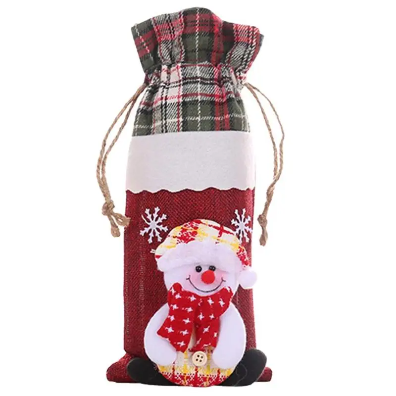 VKTECH, Рождественская Крышка для бутылки вина с изображением оленя, медведя, Санта Клауса, снеговика, красного вина, шампанского, сумка для бутылки, для рождественской вечеринки, домашний декор - Color: B