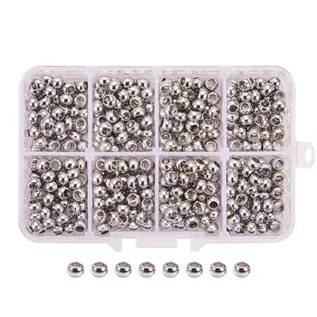 

400Pcs Platinum Rondelle Brass Bead Spacers Metal Round Beads for Bracelet