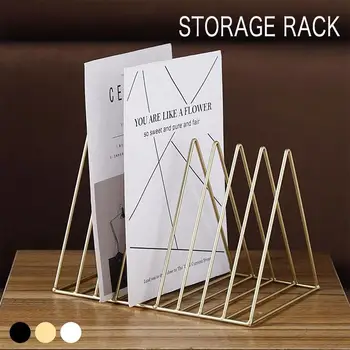 

Creative Metal Bookshelf Iron Keep Neat School Desktop 9 Frame Bookcase 3 Angle Holder 9-Frame Nordic Style Office Storage Rack