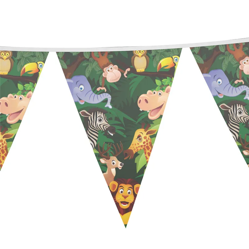 Banner 12 шт./компл. с героями мультфильмов, с изображением животных из джунглей тема праздничные баннеры для детей День рождения украшения Бумага флаги Baby Shower вечерние поставки - Цвет: Banner