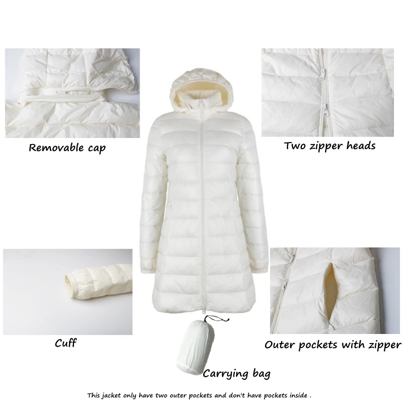 Plus Size 7XL 8XL Thick Long Down Jacket Women Winter Ultra Light Down Jacket Women with Down Coat Female Hat Detachable