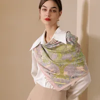 Summer Luxury Brand Silk Scarf Square Women Shawls And Wraps Fashion Office Small Hair Neck Hijabs Foulard Scarves 90*90cm 2