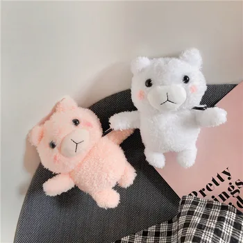 

Cute Cartoon Pink Teddy Bear Fluffy Earphone Case for Apple Airpods 1 2 Protective Cover