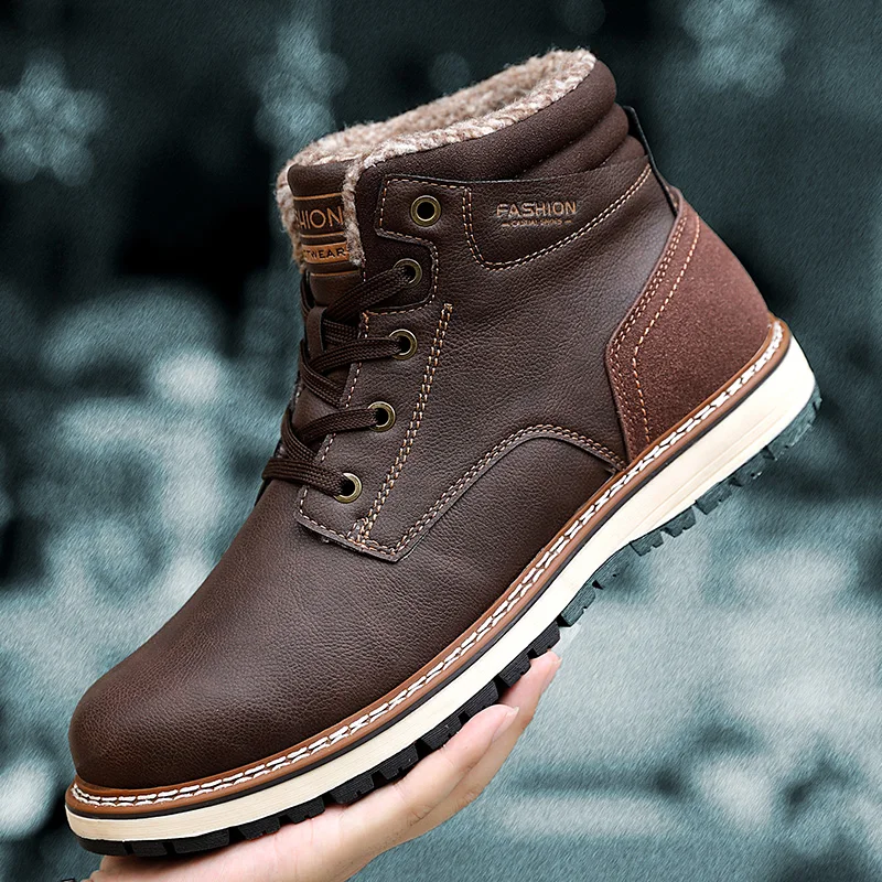 

Men ankle Boots Non-slip Snow Boots Men Ankle Boots Fashion Men Fur Boots Winter plush Keep Warm man sneakers outdoor Shoes a4