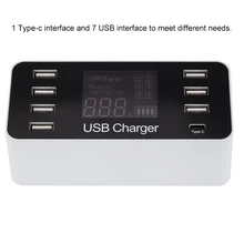 A9 многофункциональный 7 usb портов 1 type-C порт Смарт USB зарядное устройство ЖК-дисплей AC100-240V для телефонов MP3 MP4