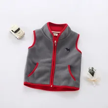 Весенне-Осенняя детская одежда для мужчин и женщин; детская разноцветная флисовая жилетка на молнии с вышивкой в виде щенка