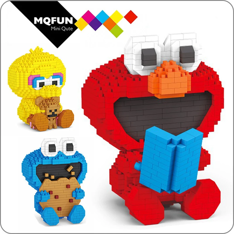 Boyu Kawaii Cartoon Sesame Street Elmo Cookie Monster Girl Plastic Building Blocks Action Figures Kids Educational Toy Diy Gift Blocks Aliexpress