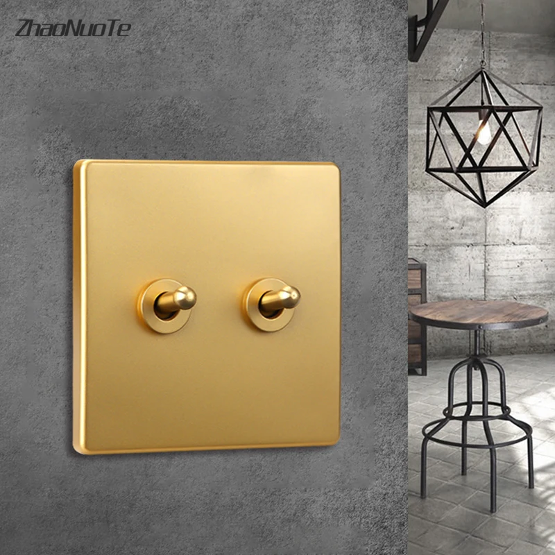 

High Quality Brass Toggle Switch Gold 1-4 Gang 2 Way Home Improvement 86 Type Wall Light Switch
