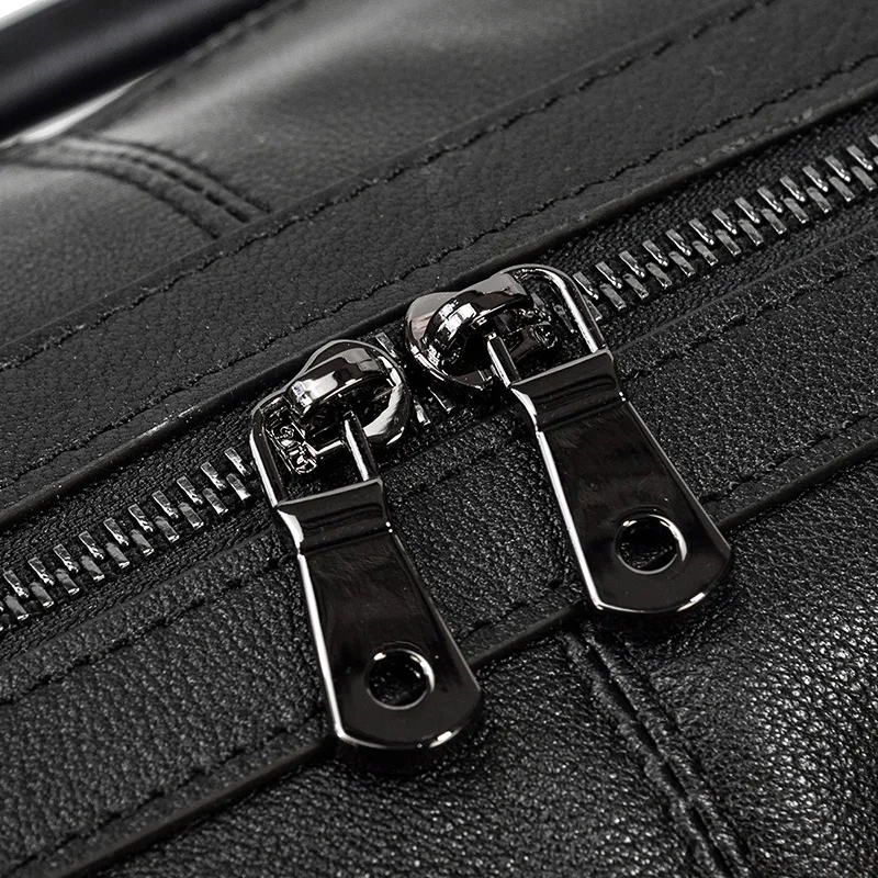 Black Leather Travel Bag For Men