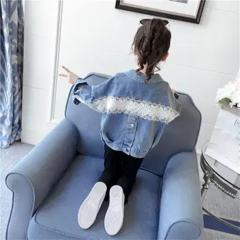 

2020 Spring Autumn Kids Girls Jeans Jacket Long Sleeve Pocket Denim Coat Children New Fashion Casual Streetwear Outerwear K256