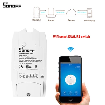 

Sonoff Dual R2 2CH Wifi Smart Switch Home Remote Control Wireless Switch Universal Module Timer Switch