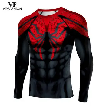 

VIP FASHION New Black Spider T-shirt Avengers Costume 3D Print Superhero Compression Shirt Spider Man Superman T-Shirt Clothing