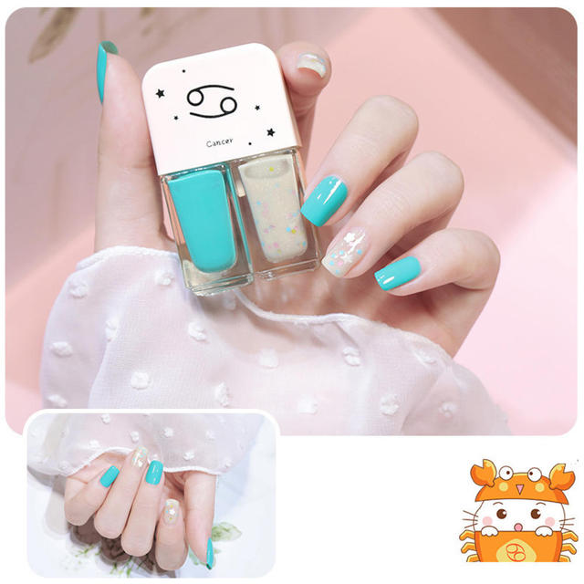 Nail Polish Set Two Bottles Glitter Scrub Can Tear No-bake Women Girl Cute Nail Polish Quick Drying Manicure Tools