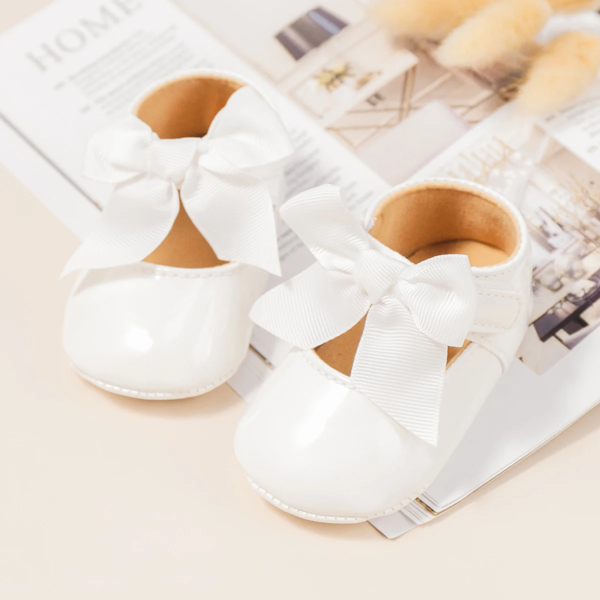 KIDSUN New Baby Girls Princess Shoes Pink Bow-knot Dress Shoes PU Leather Rubber Soft-sole Non-slip Casual Toddler baby shoes soft sole shoes