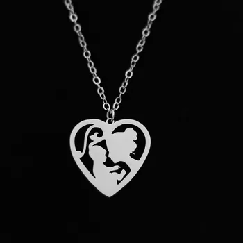 

Drop Shipping Fashion Stainless Steel Heart Necklace Mother And Baby Pendant Necklace Women Mother's Day Jewelery Custom Gift